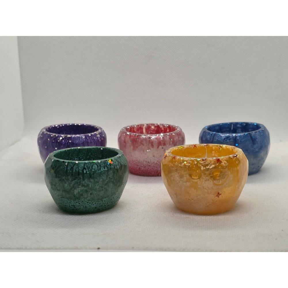 5 Handmade Mini Resin Trinket Bowls Jewelry Ring Bead Crystal Display Dishes - Picture 5 of 6